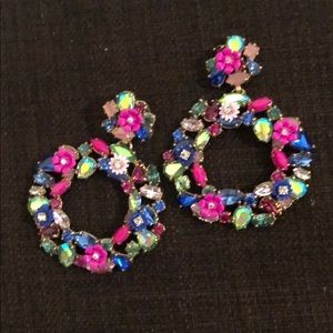 JCrew Floral Hoop Earrings